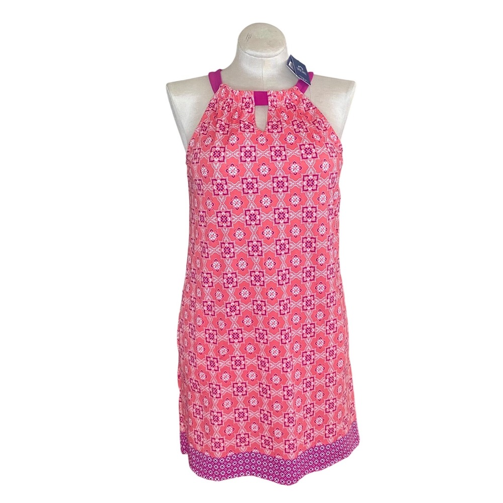 NWT Cabana Life Coral Gables Sleeveless Shift Dress UPF 50+ Pink Coral L coastal